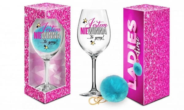 LADIES TIME Signoria vinglas 700ml + pompon Jeg er uskyldig