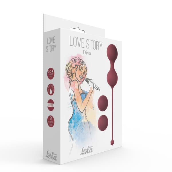 Vaginala bollar set Love Story Diva Vinröd