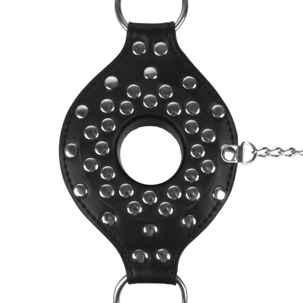 Open Mouth Gag hovedsele med stikprop sort