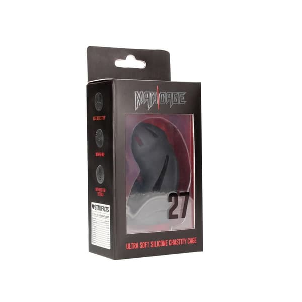 Modell 27 Ultra Soft Silikon Chastity Cage Svart