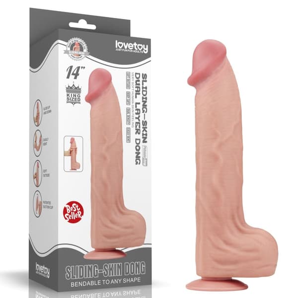 14 King Size Gliding Skin Dual Layer Dong