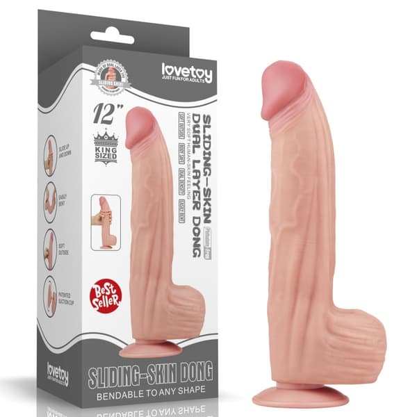 12 King Size Gliding Skin Dual Layer Dong