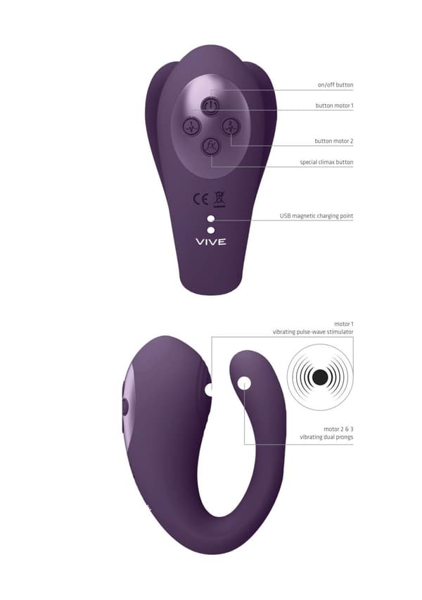 Yoko Triple Action Vibrator -kaksoiskärkiset klitorispulssiaalto