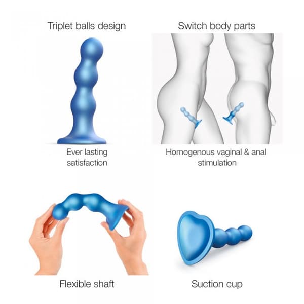 DILDO PLUG BALLS METALLIC BLUE S
