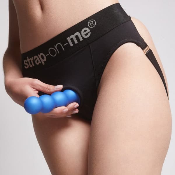 DILDO PLUG BALLS METALLIC BLUE S