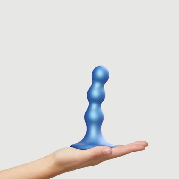 DILDO PLUG BALLS METALLIC BLUE S