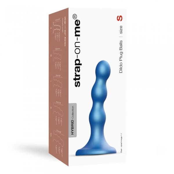 DILDO PLUG BALLS METALLIC BLUE S