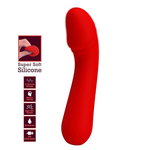 PRETTY LOVE Cetus Red, Hukommelsesfunktion 12 vibrationsfunktioner