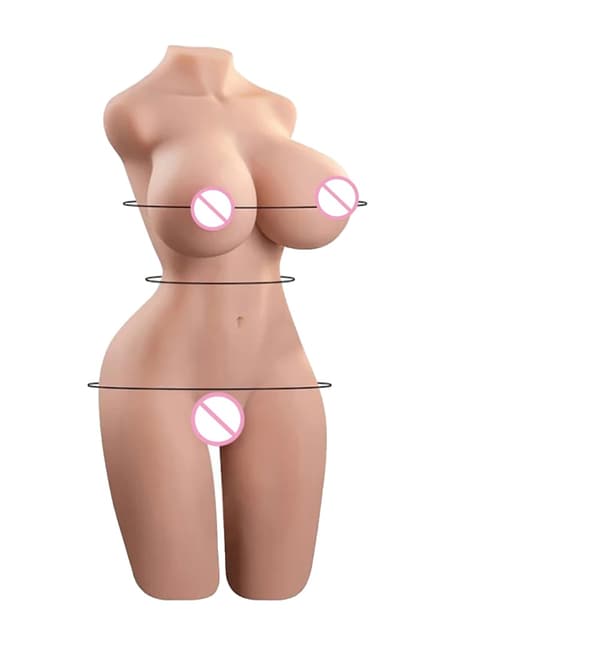 Manlig masturbator torso, realistiska dubbla kanaler, mjukt TPE-material,10,5 kg
