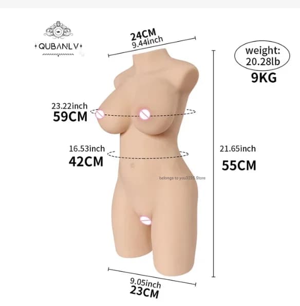 TPE Sexdocka Torso, Realistisk Känsla, Anpassningsbara Alternativ,9,5 kg