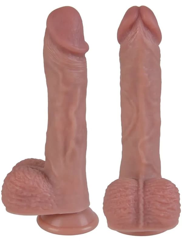 Heating, Thrusting & Rotating Silicone Dildo 22 cm Dildo med vibrator