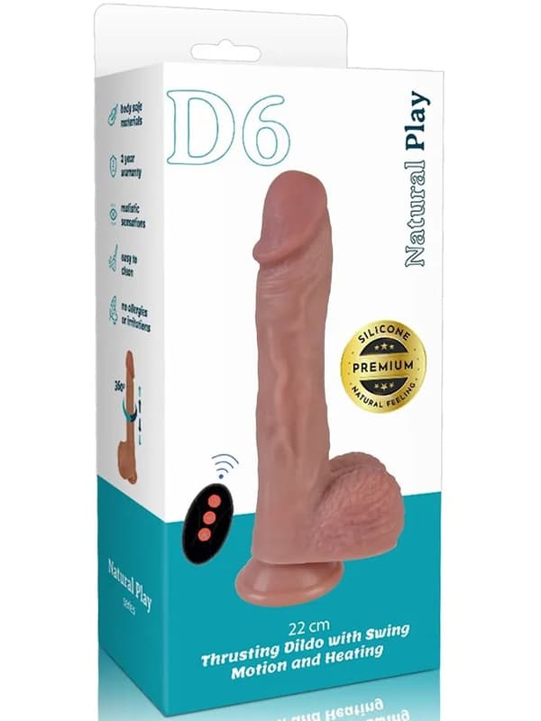 Heating, Thrusting & Rotating Silicone Dildo 22 cm Dildo med vibrator