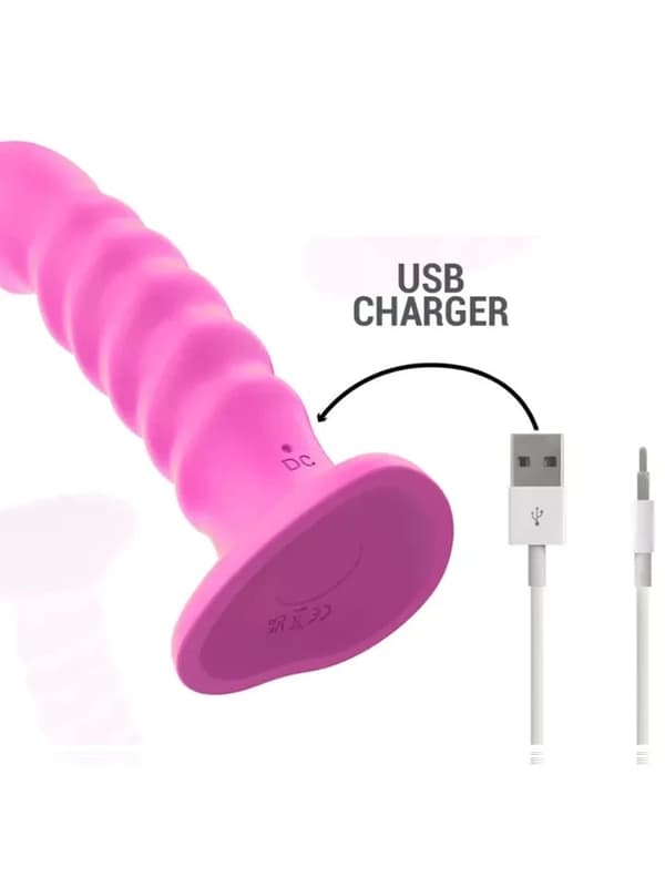 Cindy Spiral Vibrator Remote Pink 19 cm Vibrerende dildo