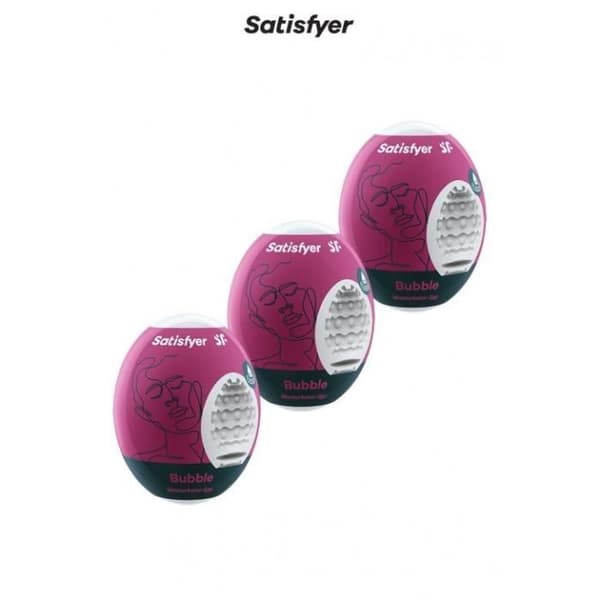 Masturbatorer - Satisfyer - Äggbubbla - Paket med 3 - Hydro-Active TPE - Engångsbruk