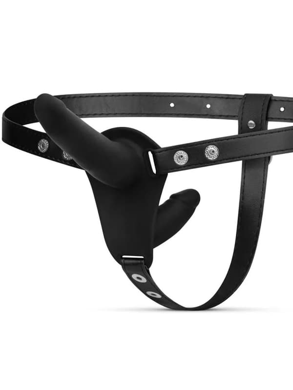 Double-Sided Strap-On Dildo Black Dobbel strap-on dildo