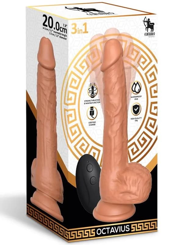 Octavius Dildo With Thrusting, Waving & Vibrating 20 cm Dildo med vibrator