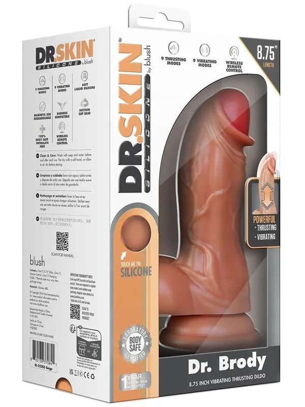 Dr. Brody Silicone Thrusting & Vibrating Dildo 22,2 cm Dildo med vibrator