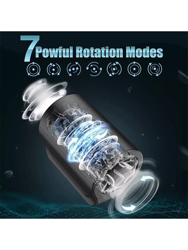 Rotating Masturbator 7 Modes Black Automatisk Masturbator