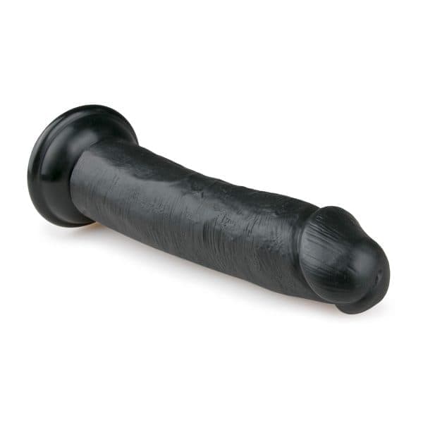 EASYTOYS REALISTISK SVART DILDO MED SUGPROPP 20,5CM