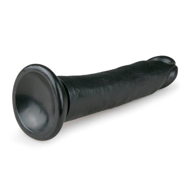 EASYTOYS REALISTISK SVART DILDO MED SUGPROPP 20,5CM