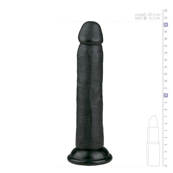 EASYTOYS REALISTISK SVART DILDO MED SUGPROPP 20,5CM