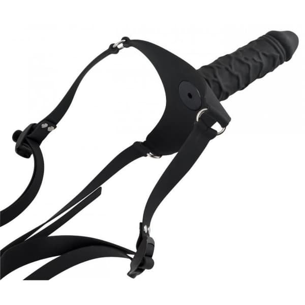 Svart Silikon Strap-on Dildo - unisex/vuxen