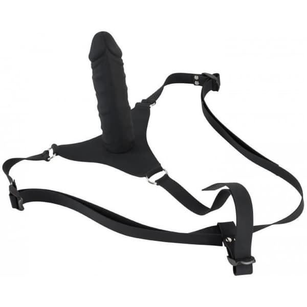 Svart Silikon Strap-on Dildo - unisex/vuxen