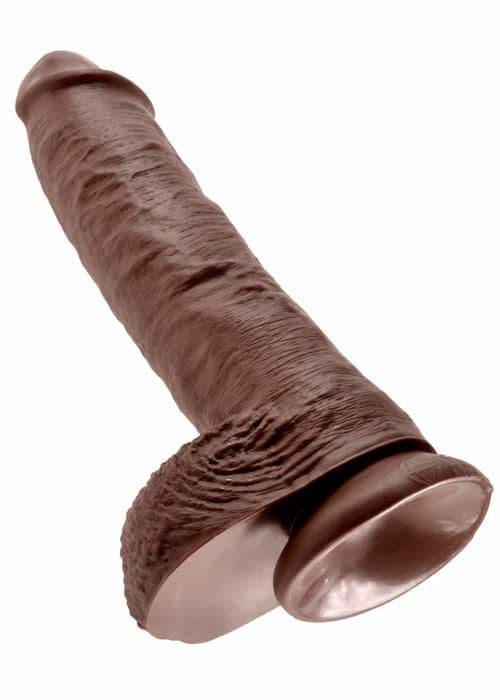Dildo - kanin - vibrator Pipedream - PD5509-29 - Realistisk dildo med testiklar 10''brun