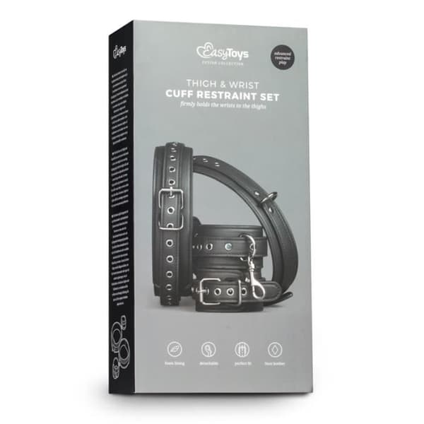 Menotter - ET384BLK - Svart - Slitstark PU - Skumkomfort - BDSM-upplevelse