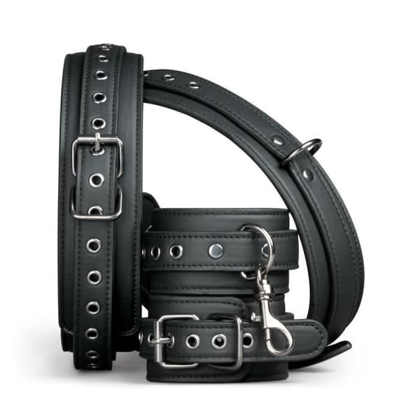 Menotter - ET384BLK - Svart - Slitstark PU - Skumkomfort - BDSM-upplevelse