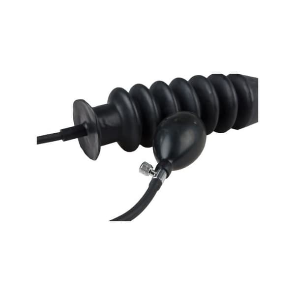 Analplugg - XR Brands - Uppblåsbar - Med handpump - Svart - Ribbad struktur