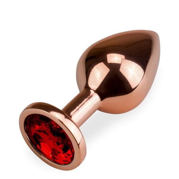 Plugg i metall för anal njutning med rosafärgad knopp i roséguld M 88g - 6 färger - KÄRLEK OCH VIBBAR