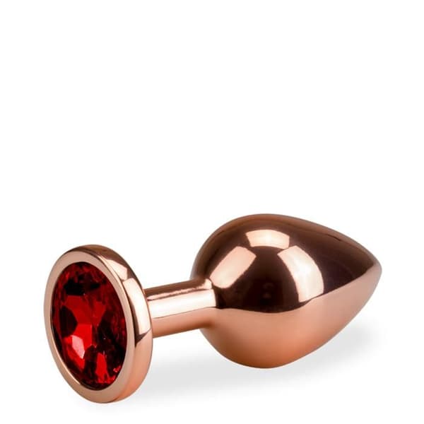 Plugg i metall för anal njutning med rosafärgad knopp i roséguld M 88g - 6 färger - KÄRLEK OCH VIBBAR
