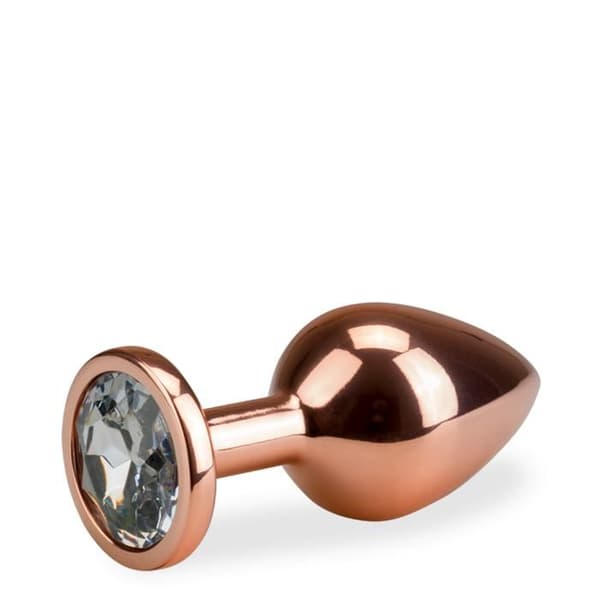 Plugg i metall för anal njutning med rosafärgad knopp i roséguld M 88g - 6 färger - KÄRLEK OCH VIBBAR