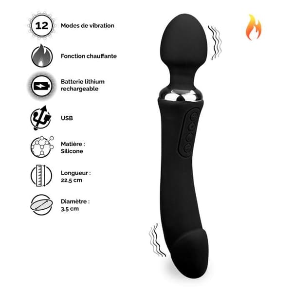 Vibromassager Wand 2-i-1 värmande Treat