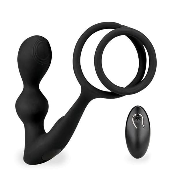 Vibrerande prostatastimulator med dubbel cockring Gia