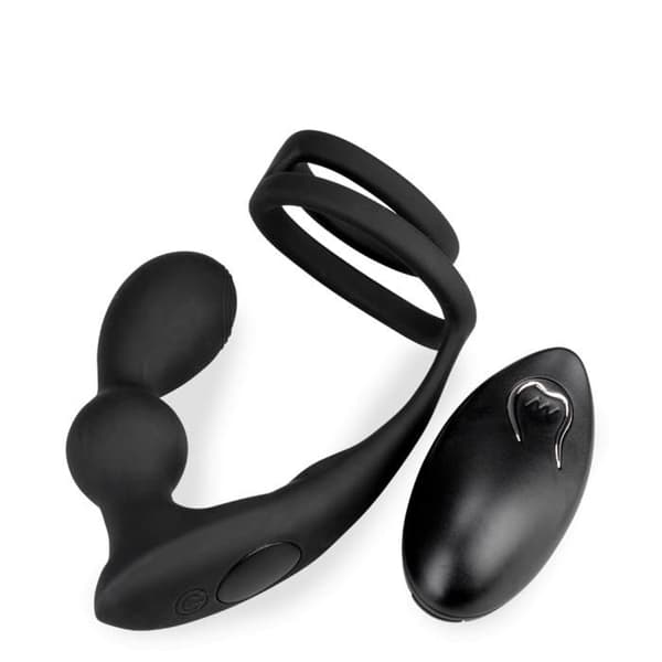 Vibrerande prostatastimulator med dubbel cockring Gia