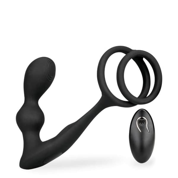 Vibrerande prostatastimulator med dubbel cockring Gia