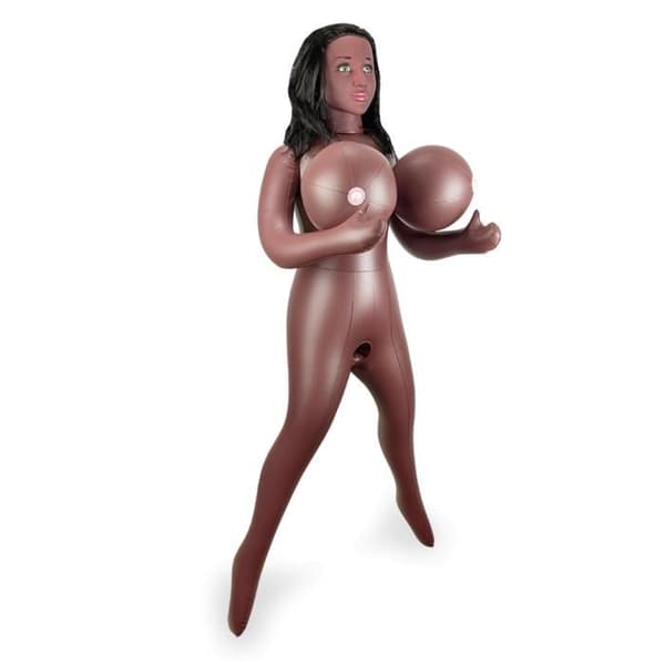 Sexdocka svart bröst XXL - nöje - humor - 3D-huvud Tosha
