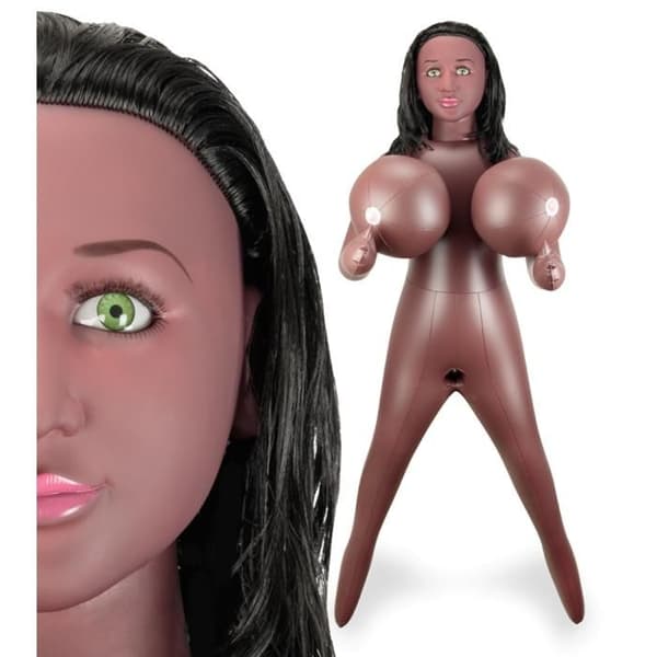 Sexdocka svart bröst XXL - nöje - humor - 3D-huvud Tosha
