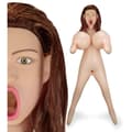 Miniatyrbild 1 av 6: Sexdocka med XXL-bröst - nöje - humor - brunt hår 3D sugande Edna