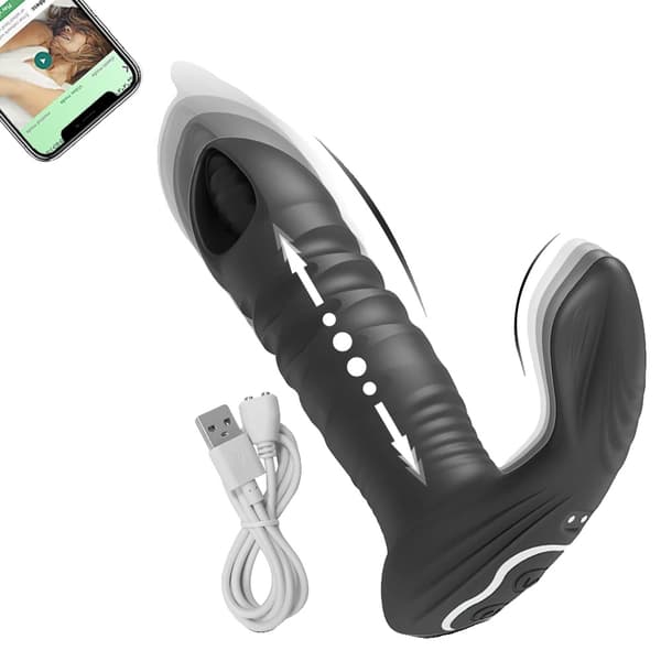 Bluetooth-appstyrd vibrator, G-punktsstimulering, bärbar design, interaktivt läge,QL009-APP-BK