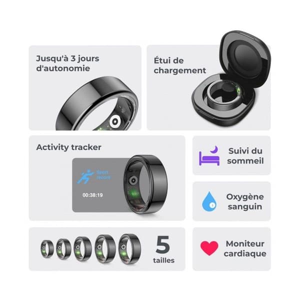Ksix Smartring Black - Xs - Storlek 8