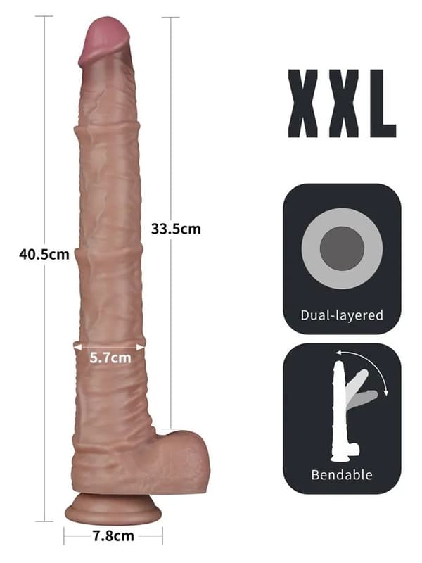 Dual Layered Bendable XXL Cock 40,5 cm XXL dildo