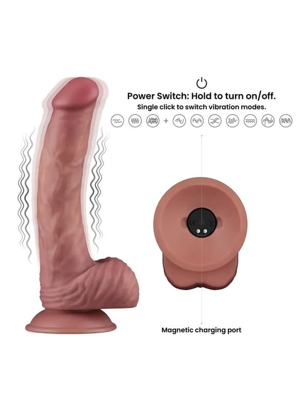 Vibrating Dual Density Power Cock 23 cm Vibrerende dildo