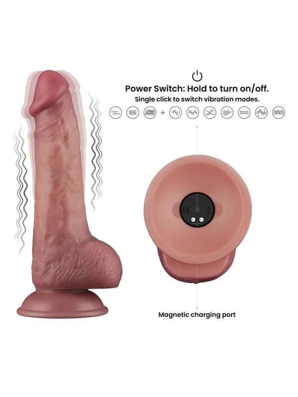 Vibrating Dual Density Power Cock 21,6 cm Dildo med vibrator