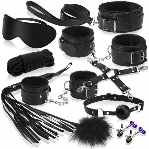 BDSM-SET HANDBOJOR PISKA MUGG HALSBAND KOPPEL SEX EROTISK SPEL 69