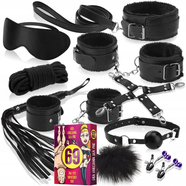 BDSM-SET HANDBOJOR PISKA MUGG HALSBAND KOPPEL SEX EROTISK SPEL 69