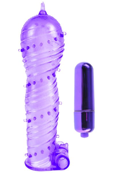 Pipedream Textured Sleeve & Bullet Purple Penismanchetter med vibrator
