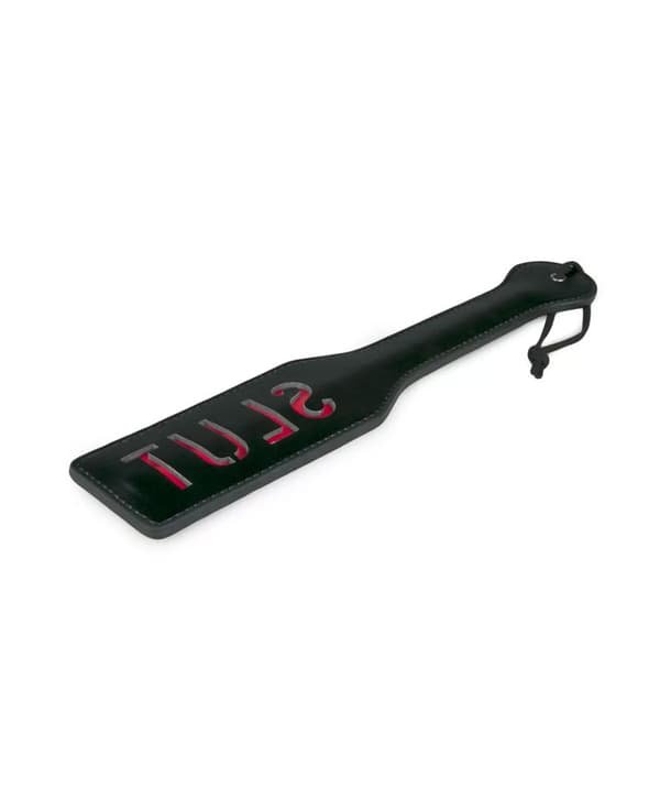 Black Leather Paddle - Slut